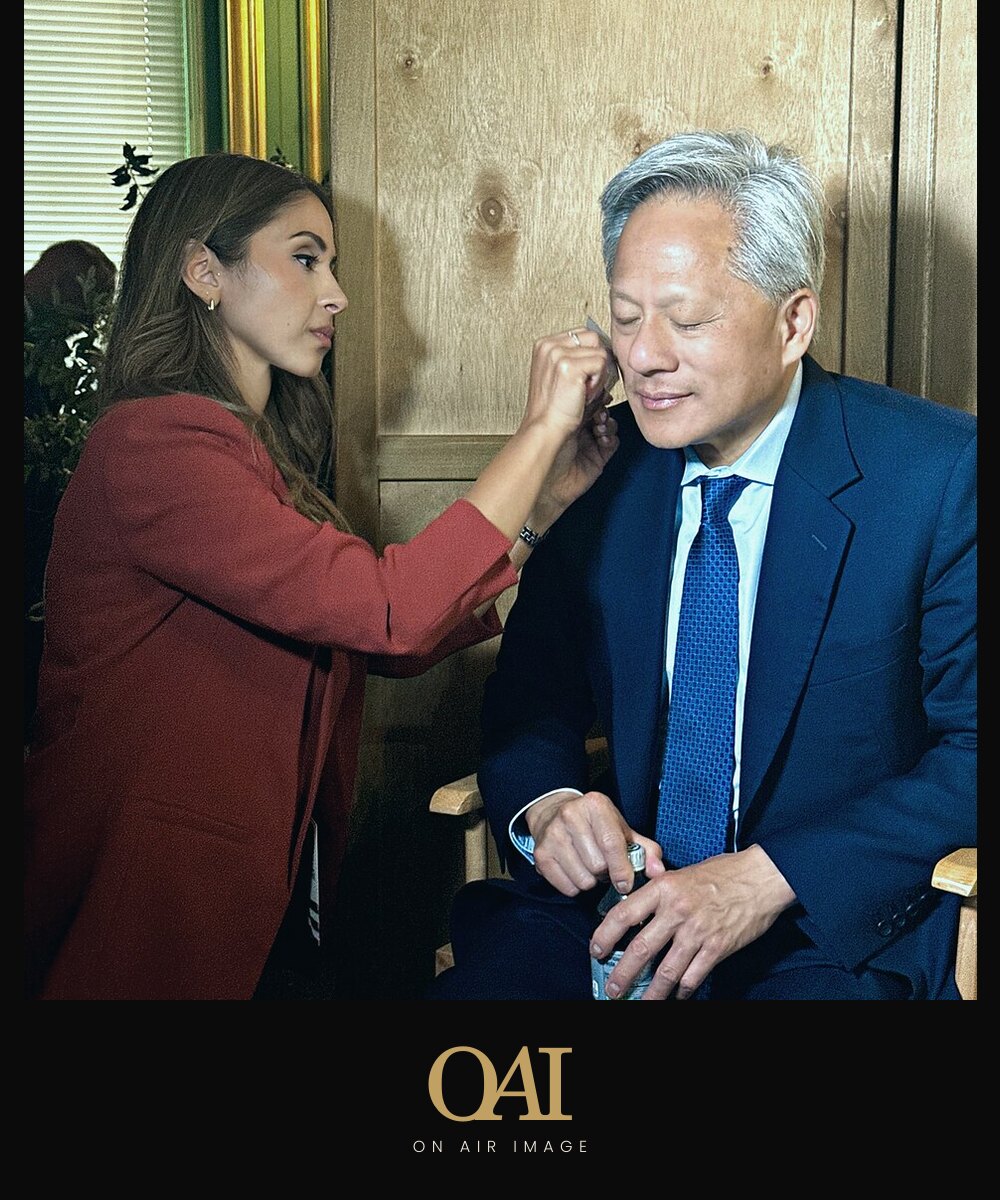 Makeup being finished before a guest goes on